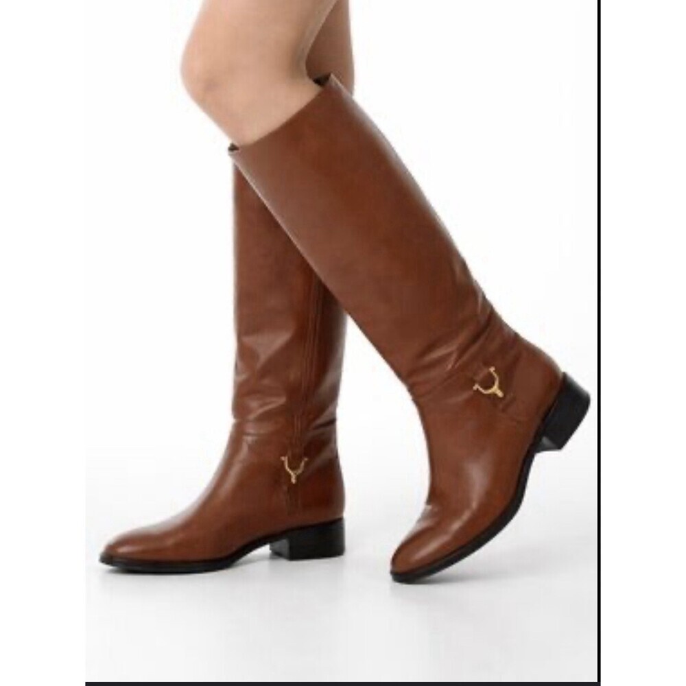 Ettiene Aigner Women’s Tall Derby Brown Leather Riding Boots Size 8.5